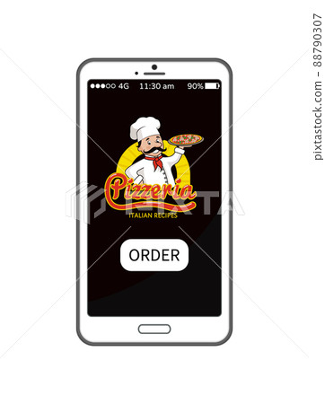Pizzeria Italian Recipe Screen Vector Illustration Pizzeria Italian Recipe Screen Vector Illustration 88790307