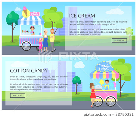 Ice Cream and Cotton Candy Vector Illustration 88790351