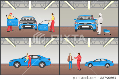 Car Maintenance Service Set Vector Illustration 88790663