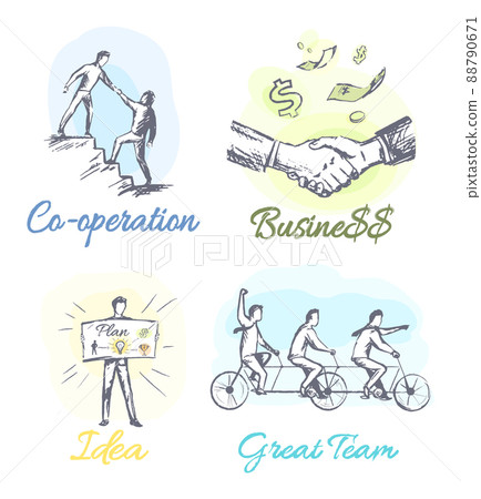 Successful Business Main Components Sketches Set 88790671