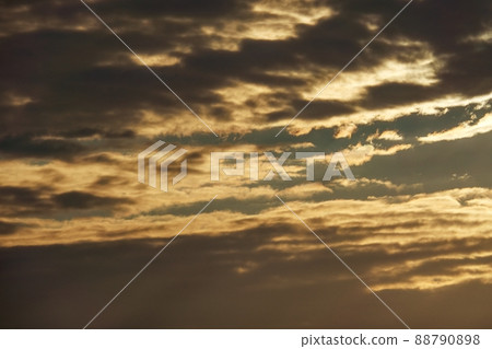 Early winter morning sky, clouds illuminated by the morning sun, telephoto, 211114am 88790898
