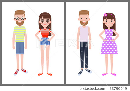 Man and Woman Everyday Apparel Vector Illustration - Stock Illustration ...