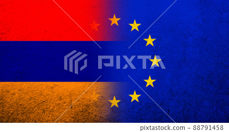 Flag of the European Union - Circle of stars. Grunge background Flag of the European Union - Circle of stars. Grunge background 88791458