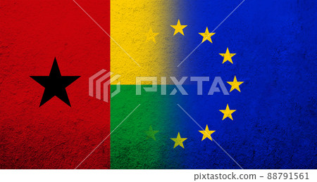 Flag of the European Union with Guinea-Bissau National flag. Grunge background 88791561