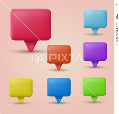 Set of 3d colorful speech bubbles. Vector - Stock Illustration ...