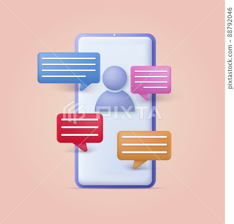 3d smartphone with speech bubbles, chat... - Stock Illustration ...
