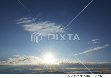 Exhilarating view of the early winter morning sky and mountains, wide-angle, 211114am 88792169