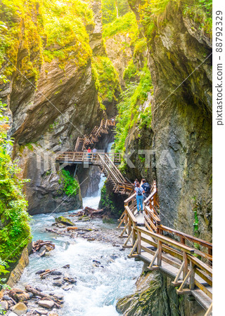 Sigmund Thun Gorge. Cascade valley of wild Kapruner Ache near Kaprun, Austria 88792329