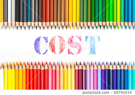 Multi-colored wooden sticks Wooden colouring pencils and cost on white background Multi-colored wooden sticks Wooden colouring pencils and cost on white background 88793034