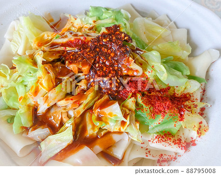 Biangbiang noodles, home-cooked food in Xian, China 88795008