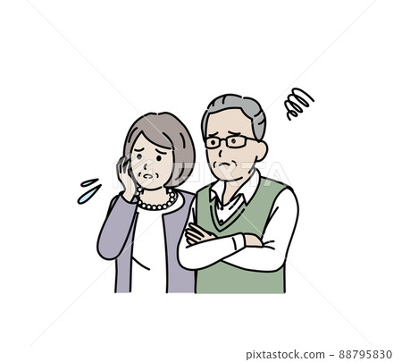 Anxiety, worries, facial expressions, elderly couples, men and women, seniors, elderly people 88795830