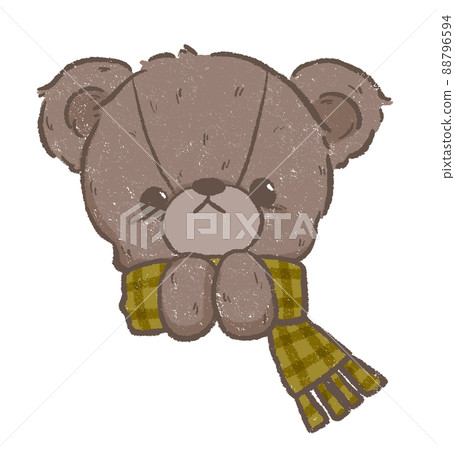 泰迪熊裹在黃色格子消聲器裡 泰迪熊裹在黃色格子消聲器裡 88796594