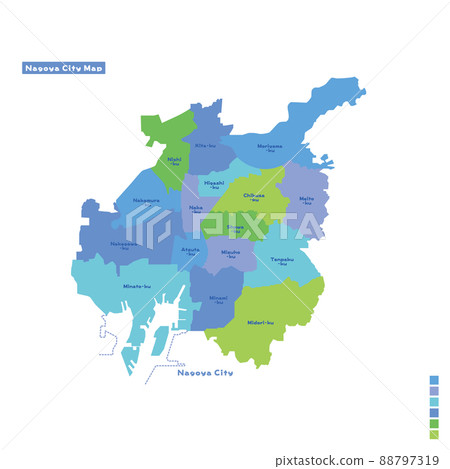 Nagoya City Administrative District / Nagoya City Map I tried to color-code by color on a rainy day (English version) 88797319