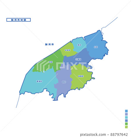 Niigata City Administrative District / Niigata City Map I tried to color-code by color on a rainy day 88797642