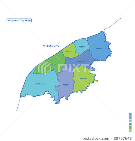 Niigata City Administrative District / Niigata City Map I tried to color-code by color on a rainy day (English version) 88797648