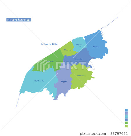 新潟市行政區/新潟市地圖我嘗試在下雨天按顏色進行顏色編碼（英文版） 88797651