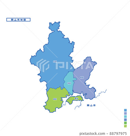 Okayama City Administrative District / Okayama City Map I tried to color-code by color on a rainy day Okayama City Administrative District / Okayama City Map I tried to color-code by color on a rainy day 88797975