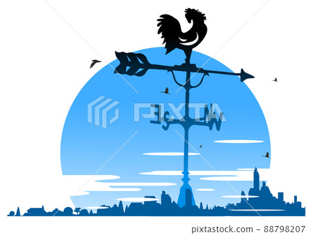 城市景觀的背景插圖與風向標 02 城市景觀的背景插圖與風向標 02 88798207