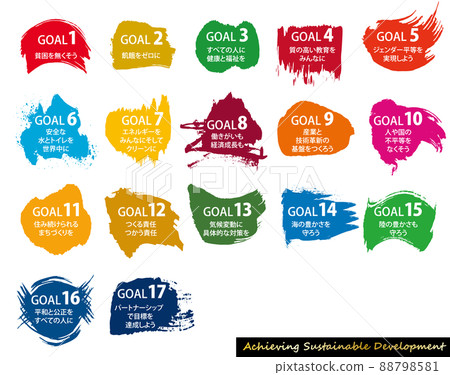 SDGs17 Goal Abstract Icon Set (Japanese) 88798581