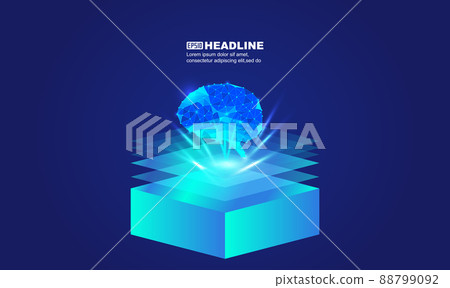 Brain artificial intelligence brain computer concept with glowing chip dots and lines linked 88799092