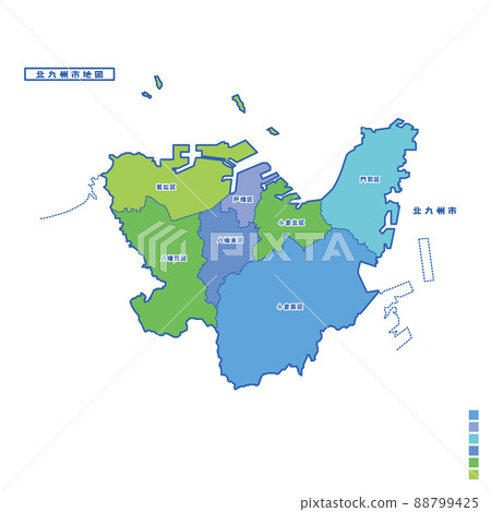 Kitakyushu City Administrative District / Kitakyushu City Map I tried to color-code by color on a rainy day Kitakyushu City Administrative District / Kitakyushu City Map I tried to color-code by color on a rainy day 88799425