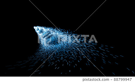 3D渲染虛擬流動碰撞的粒子互聯網科技背景 88799947