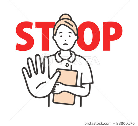 A pose to stop a young female nurse STOP sign A pose to stop a young female nurse STOP sign 88800176