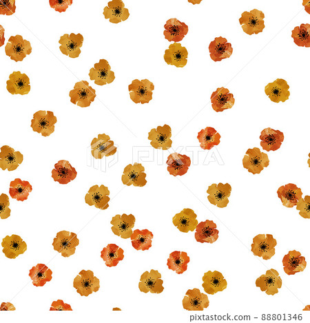Seamless pattern of opium (Papaver rhoeas). Textile, wallpaper and wrapping paper design. 88801346