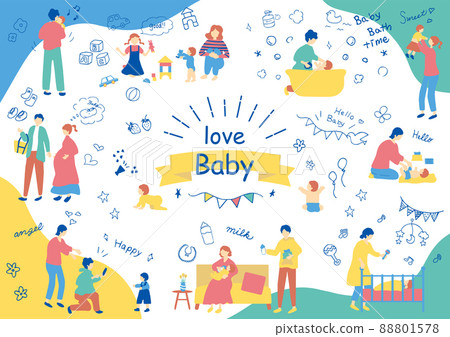 Family childcare illustration material collection Family childcare illustration material collection 88801578