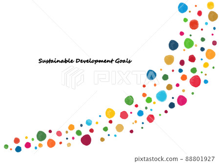 SDGs watercolor hand drawn cute dot line illustration SDGs watercolor hand drawn cute dot line illustration 88801927