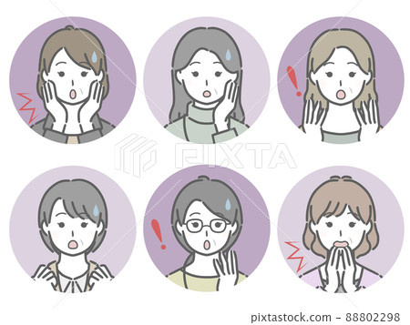 Amazing middle-aged woman circle icon set 88802298
