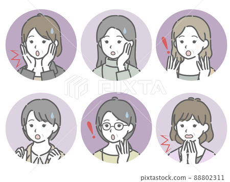 Surprised middle-aged woman diagonal circle... - Stock Illustration ...