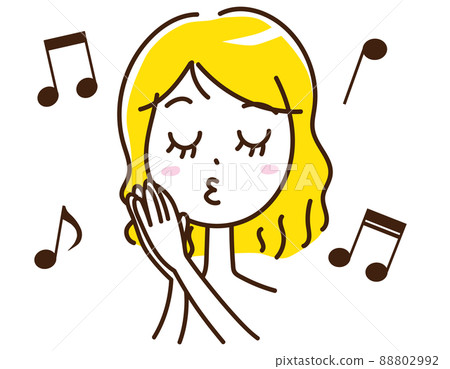 女樂唱歌 音符 表情 睡覺 快樂睡眠 外國金發女郎 88802992