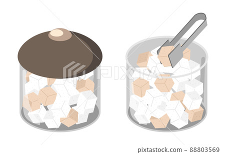 罐子 B 中的一組方糖 88803569