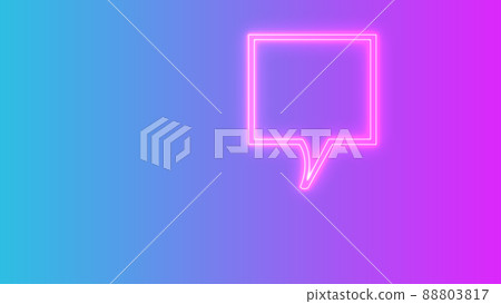 Blank speech rectangle bubble chat in color background. Comic speech round bubble sign icon, chat think symbol. Royalty high-quality free stock of empty speech bubble neon frame on colorful background 88803817