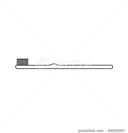 從側面看的兒童牙刷（線條圖） 88805067