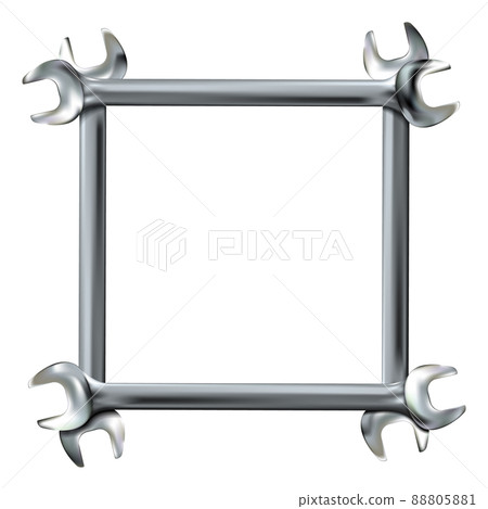 Metal or silver frame from realistic hand wrenches isolated. Vector illustration Eps 10. 88805881