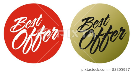 Round sticker badge set with handwritten lettering. High quality and best choice product or service guarantee award label for sale vector illustration 88805957