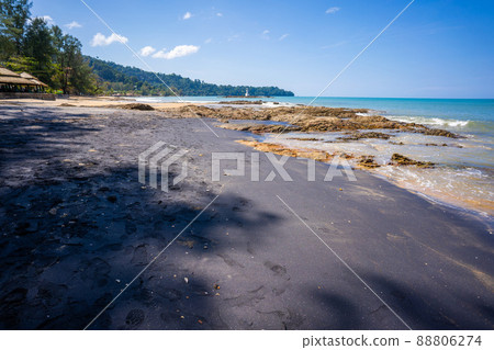 black sand beach on Nang Thong Beach in Khaolak 88806274