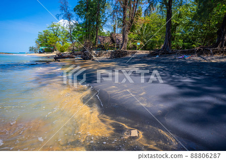 black sand beach on Nang Thong Beach in Khaolak 88806287