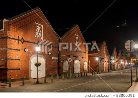 Kanemori Brick Warehouse at Night Sightseeing Image of Hakodate City, Hokkaido Kanemori Brick Warehouse at Night Sightseeing Image of Hakodate City, Hokkaido 88806391