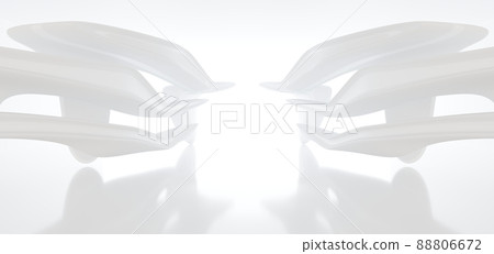 Luxury white abstract architectural minimalistic background. Contemporary showroom. Modern  exhibition stand. Empty gallery. Backlight. Polygonal Graphic Design. 3D illustration and rendering. 88806672
