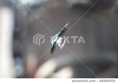 Scratches (cracks) created by stepping stones hitting the windshield of a car Scratches (cracks) created by stepping stones hitting the windshield of a car 88806959