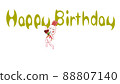 Illustration material Happy birthday English characters with rabbit illustrations 88807140