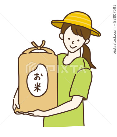 農業女孩農業農民稻農女性插圖 農業女孩農業農民稻農女性插圖 88807593