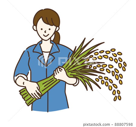 農業女孩農業農民稻農女性插圖 88807598