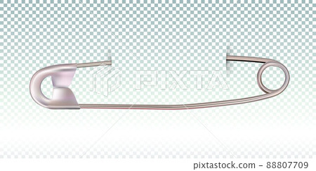 Safety pin pinned, template isolated on transparent background. Object with shadow. Vector. 88807709