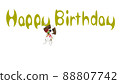 Illustration material Happy birthday English characters with dog illustrations 88807742