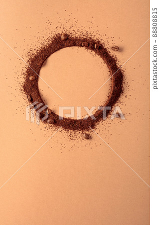 Coffee beans and coffee powder with round copy space. Coffee beans and coffee powder with round copy space. 88808815