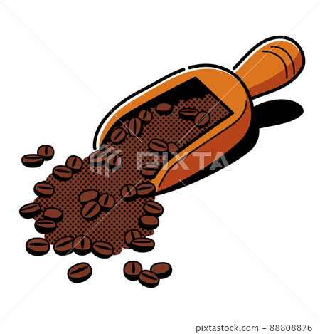 咖啡豆和捲尺勺的插圖 88808876